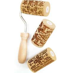 3 mini rouleaux en bois interchangeables - Noël