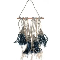 Mini Tenture décorative à Tassels - Ivoire et Bleu