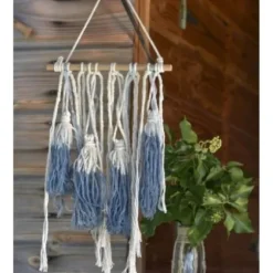 Mini Tenture décorative à Tassels - Ivoire et Bleu