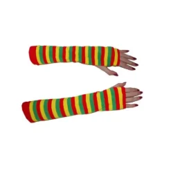 Mitaines Longues Rayées Rouge/Vert/Jaune