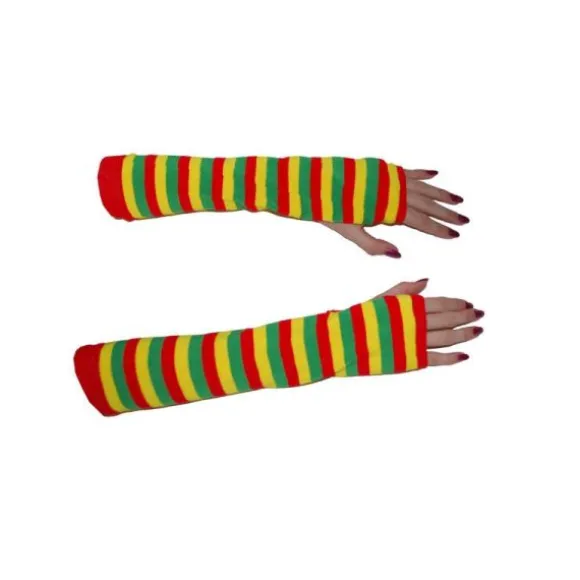 Mitaines Longues Rayées Rouge/Vert/Jaune