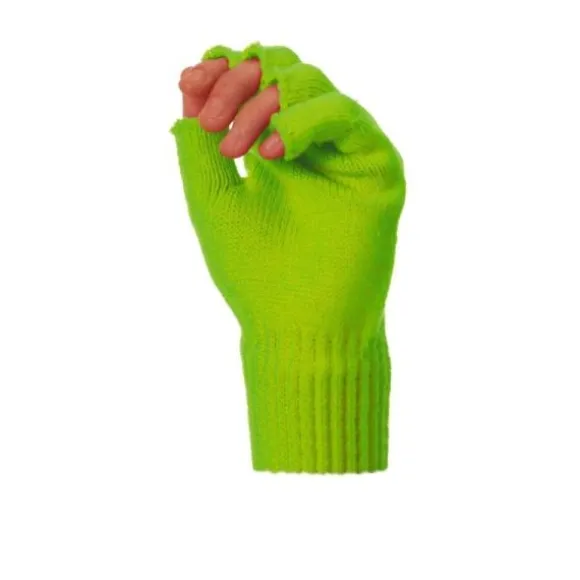 Mitaines Tricot Vertes Fluo