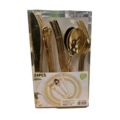 Ménagère de 24 couverts luxueux en plastique métallisés - Couleur au choix