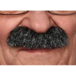 Moustache "Brosse" - Noir méché blanc