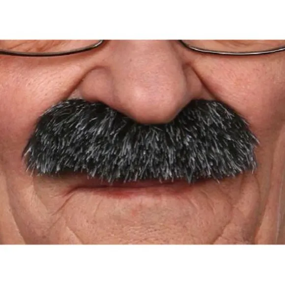 Moustache "Brosse" - Noir méché blanc