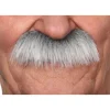 Moustache "Brosse" version longue - Gris méché blanc