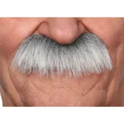 Moustache "Brosse" version longue - Gris méché blanc