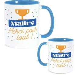 Mug bleu "Maître, merci pour tout !" - Collection Merci pour cette année