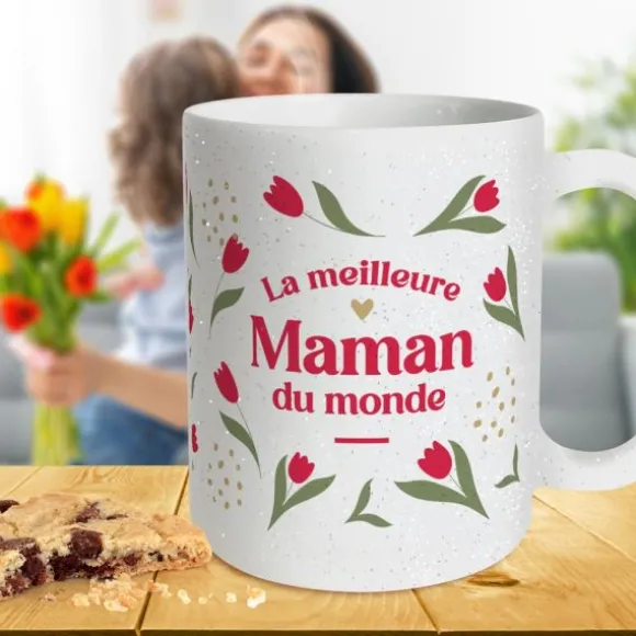 Mug à paillettes - Collection Maman d'Amour - Modèle au choix