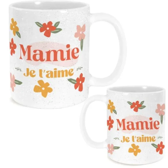 Mug à paillettes "Mamie je t'aime" - Collection Mamie Chérie