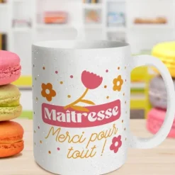 Mug à paillettes "Maîtresse, merci pour tout !" - Collection Merci pour cette année