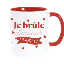Mug rouge - Je brûle d'amour pour toi - Saint-Valentin - Collection Chéri Chérie