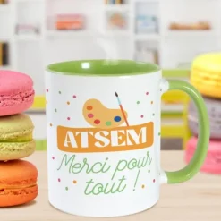 Mug vert "ATSEM, merci pour tout !" - Collection Merci pour cette année