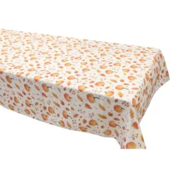 Nappe d'automne en toile de coton avec impression de citrouilles et feuilles - 140 x 240 cm