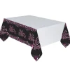 Nappe en Plastique "Happy Birthday" - Rose / Noir