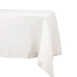 Nappe en tissu avec effet de lin - 145 x 240 cm - Couleur Blanc