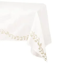 Nappe en tissu - 145 x 240 cm - Collection Jolis Brins - Blanc et Or