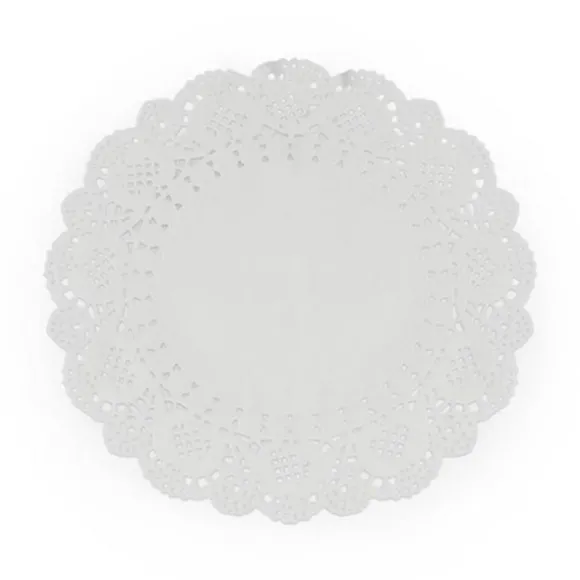 6 Napperons en papier dentelle - Blanc - 21,5 cm