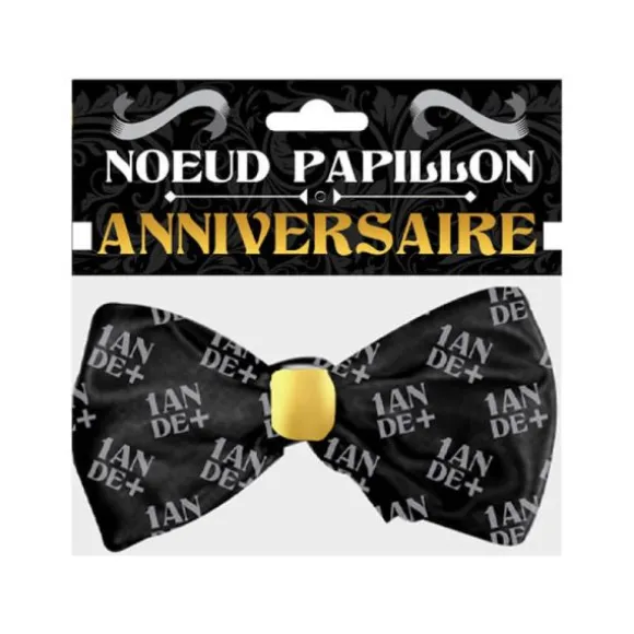 Nœud Papillon Anniversaire - Noir et Doré - 1 an de plus
