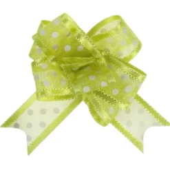 5 Nœuds à pois automatiques Organdi - Vert anis