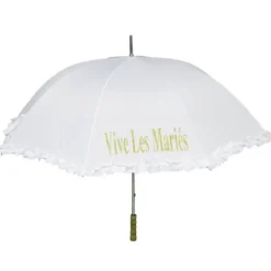 Ombrelle blanche "Vive les mariés"