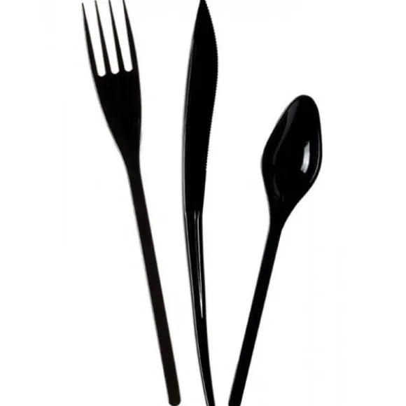 Pack 30 Couverts en Plastique - Noir