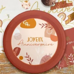 Pack de 6 assiettes - Joyeux Anniversaire - Collection Terracotta