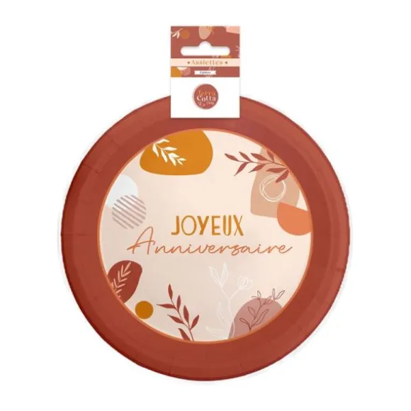 Pack de 6 assiettes - Joyeux Anniversaire - Collection Terracotta