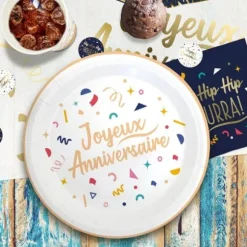 Pack de 6 assiettes - Joyeux Anniversaire - Collection Confettis