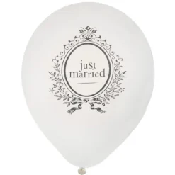 Pack de 8 ballons blancs "Just Married"