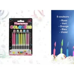 Pack de 10 bougies à flammes colorées