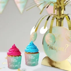 Pack de 12 caissettes à cupcakes - Fille ou Garçon ? - Collection Gender Reveal