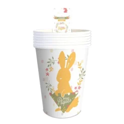 Pack de 6 gobelets - Joyeuses Pâques avec lapin