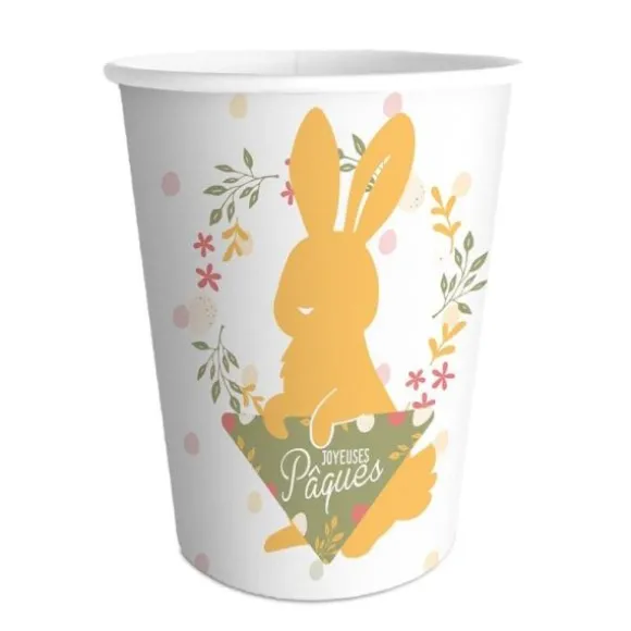 Pack de 6 gobelets - Joyeuses Pâques avec lapin