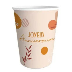 Pack de 6 gobelets - Joyeux Anniversaire - Collection Terracotta