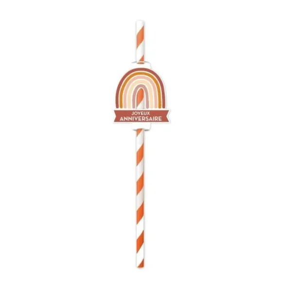 Pack de 12 pailles - Joyeux Anniversaire - Collection Terracotta