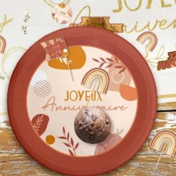 Pack de 12 pics de décoration - Joyeux Anniversaire - Collection Terracotta