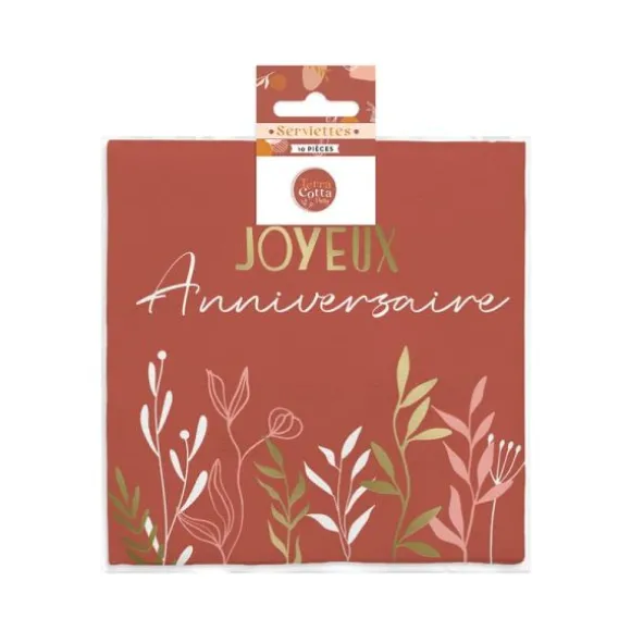 Pack de 10 serviettes - Joyeux Anniversaire - Collection Terracotta