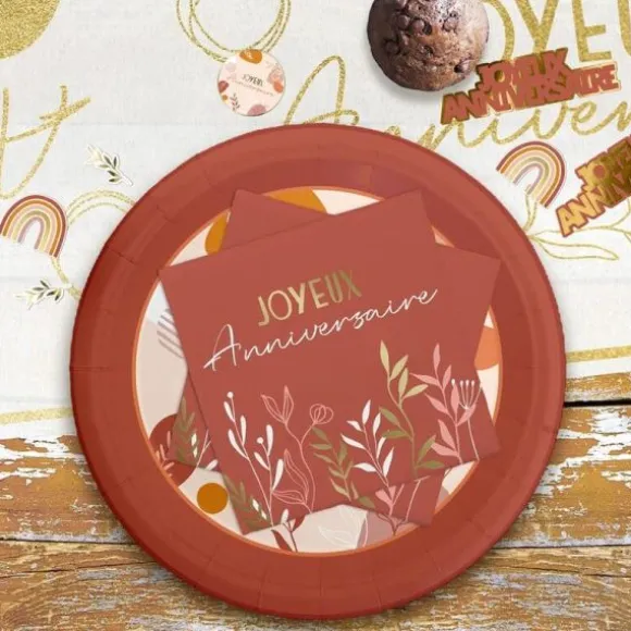 Pack de 10 serviettes - Joyeux Anniversaire - Collection Terracotta