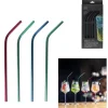 4 Pailles inox colorées avec goupillon