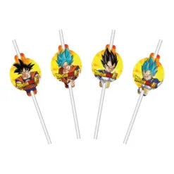 8 pailles médaillon en papier FSC® - 19,6 cm - Dragon Ball Super ®