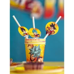 8 pailles médaillon en papier FSC® - 19,6 cm - Dragon Ball Super ®