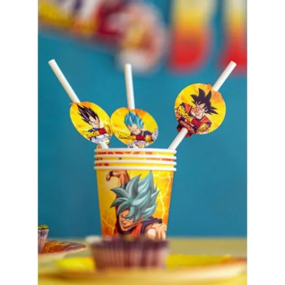 8 pailles médaillon en papier FSC® - 19,6 cm - Dragon Ball Super ®