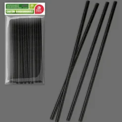 20 pailles noires en carton biodégradable - 19,7 x 0,6 cm