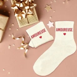 Paire de chaussettes à paillettes pour femme - Amoureuse - Collection Famille d'Amour