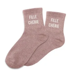 Paire de chaussettes à paillettes pour femme - Fille Chérie - Collection Famille d'Amour