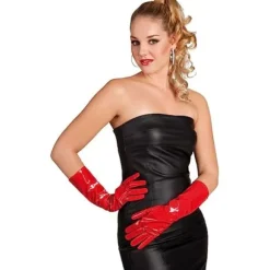 Paire de Gants Longs Rouges en Vinyle