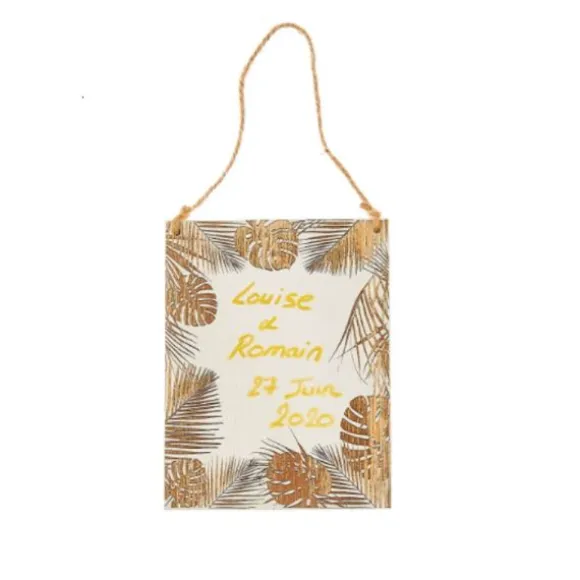 Pancarte avec Feuilles Or