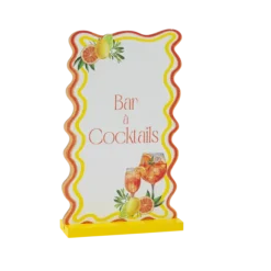 Pancarte "Bar à Cocktails" en bois - 12 x 19,5 cm - Collection Fizz Agrume