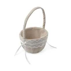 Panier champêtre en lin et dentelle